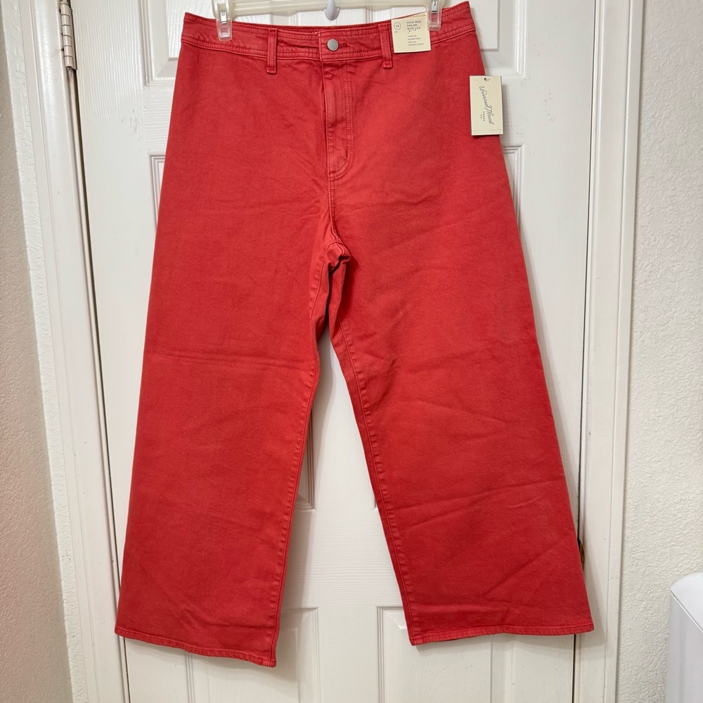 Universal Thread Sailor Wide-Leg Jeans Women’s Size 14 Faded Coral Red High Rise